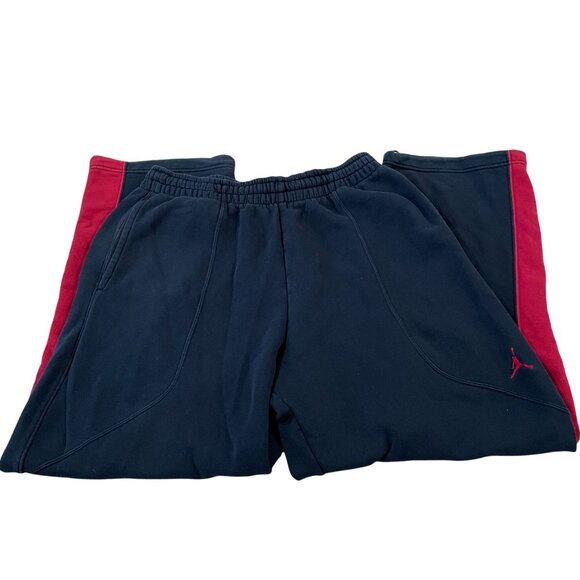 Jordan Sweatpants Men's Size XL Varsity Black Red Drawstring Zipper Ankles - Picture 2 of 5